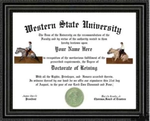 Diploma de Doctorado Reining Horse Lover / Grado Hecho a Medida y Diseñado para Ti - Imagen 1 de 1