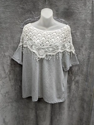 Top de yugo de encaje de ganchillo para mujer XXL Cottagecore Bohemian Fairycore Foto 1 de 4