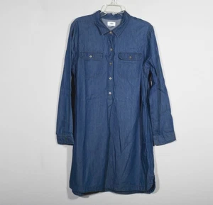 Vestido Camisa Manga Larga Cambray Azul Lavado Oscuro Antiguo Azul Marino Talla XL - Imagen 1 de 4