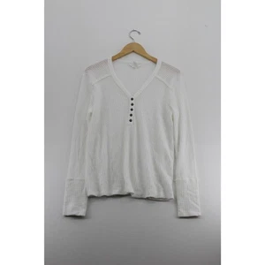Caslon waffle knit henley sweater womens medium normcore basic versatile cozy - Picture 1 of 5