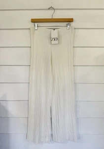 NWD ZARA Ecru Off white Knit Trousers Pants Comfort Lounge Waist 31 Large L READ - Picture 1 of 20