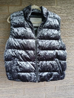 Chaleco acolchado relleno de plumón plateado azulado Calvin Klein Performance para mujer talla XL Foto 1 de 4