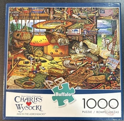 Charles Wysocki Max In The Adirondacks 1000 Puzzle Used Bagged Buffalo Games - Image 1 of 4