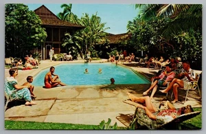 Vintage The Breakers Waikiki Hawaii Hotel Pool Postkarte tropische Szene - Bild 1 von 2