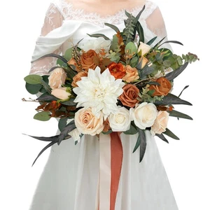 Ramo de novia de terracota de 14 pulgadas, boda de otoño, ramos de novia para ceremonia... - Imagen 1 de 5