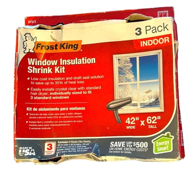 Kit retráctil de aislamiento de ventana - Frost King interior paquete de 3 se adapta a 42" de ancho x 62" de alto Foto 1 de 4