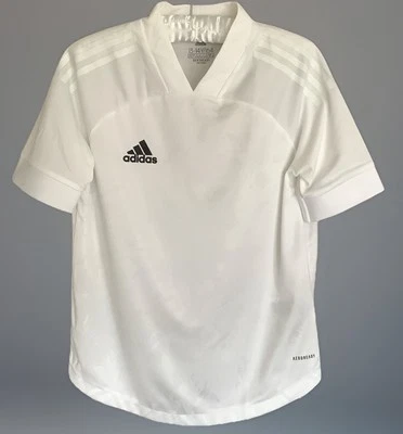 Adidas Youth White Stripes Aeroready Condivo20FU1002 Socc White Jersey Sizes NWT - Image 1 of 4