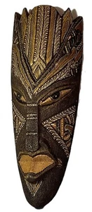 Jamaica Wood Batik Tribal 12 Inch Decorative Wall Mask w/Tags-Earth Tones - Picture 1 of 7