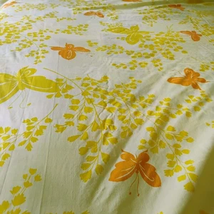 Vintage Springmaid Mariposa Butterfly Yellow Orange Twin Sheet Set 3 Piece Retro - Picture 1 of 10