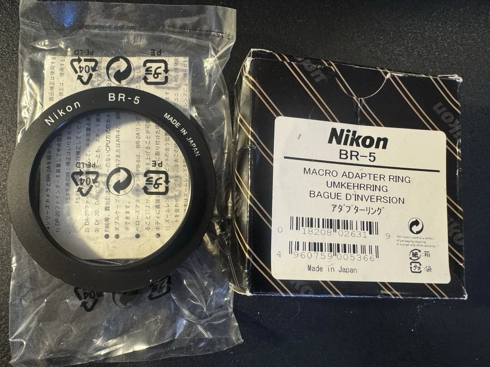 Anillo adaptador macro Nikon BR-5 vintage 52 mm cámara de fotografía con caja para BR2A BR2 Foto 1 de 1