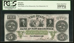 1860s NEW JERSEY New Brunswick Bank, Civil War Obsolete Banknote Currency PCGS - Picture 1 of 4