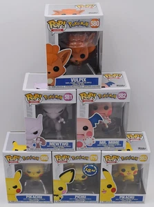 Funko Pop! Games Pokemon figure lot of 6 Pichu Mewtwo Pikachu Vulpix Mr Mime - Picture 1 of 6