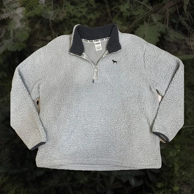 Chaqueta Sherpa Pink by Victoria's Secret Mujer Talla L Gris 1/4 Cremallera Mangas Largas Foto 1 de 4