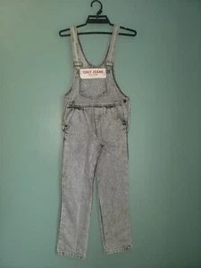 NEW ORLY BLACK ACID WASH COTTON STRETCH DENIM BIBS SUSPENDERS OVERALL PANT 7 8 - Picture 1 of 15