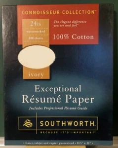 Southworth Connoisseur Collection Exceptional Resume Ivory Paper 100% cotton - Picture 1 of 6