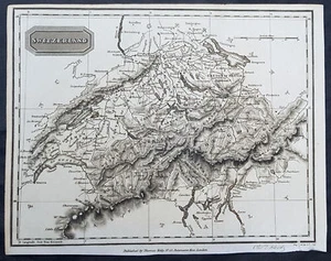 1817 Thomas Kelly Original Antique Detailed Map of Switzerland, Cantons - Picture 1 of 1