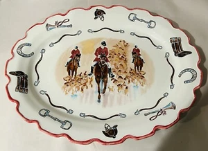 *Selten* CE Corey Opening Day Fox Hunting 18,5" Scalloped Platter EC - Bild 1 von 9