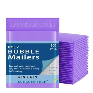 #0000 4x7 (4x6) Poly Bubble Mailers Shipping Bag Padded Envelopes Purple 500 PCS - Picture 1 of 2