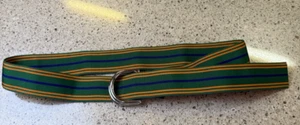 New Vintage Polo Ralph Lauren Women’s Linen Striped Belt Small D Loop Ring Cinch - Picture 1 of 11