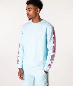 Moschino Tape Logo Tracksuit Sweatshirt Jumper Sweater Blue Size Extra Small XS - Picture 1 of 11