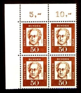 BUND bed. Deutsche (y) 50 Pf. **, Mi. 356 - Eckrand-Vierer o.l. postfrisch - Picture 1 of 1