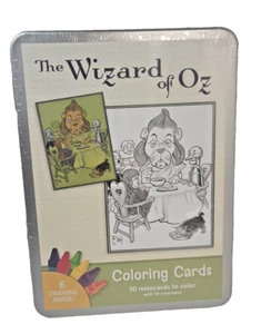 The Wizard Of Oz Coloring 10 Note Card & Envelopes Includes 6 Crayons in Tin New - Picture 1 of 8