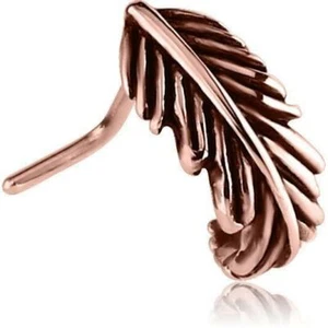 Rose Gold PVD Surgical Steel L Bend Nose Hugger Nose Stud Ring Feather 20G - Picture 1 of 1