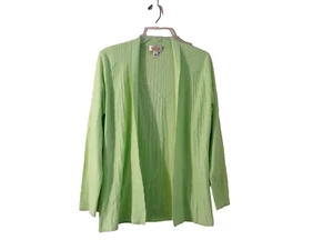 TALBOTS Pistachio Cotton/Cashmere Long Sleeve Open Front Cardigan Sweater Size M - Picture 1 of 3