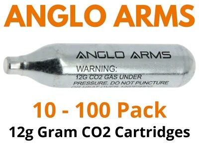 ANGLO ARMS 12g CO2 Standard Size Premium Gas Capsules Cartridges For Airsoft bbs