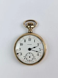 Orologio da tasca vintage Locust piccolo 33mm Gold Filled - manca il retro - funziona lentamente - Foto 1 di 8