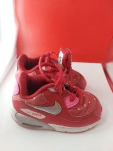 Nike Air Max 90 Girls Toddler Sz 5C Red With Pink Sneakers Shoes - Picture 1 of 7