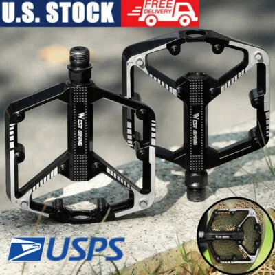Bike Bicycle Pedals Alu 9/16" Non-Slip Sealed Bearing Bike Cycling Flat Pedals - Image 1 of 4