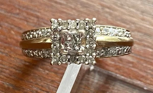 10k Yellow Gold 1/3ctw Diamond Quad Princess Engagement Ring Sz 6.75 - Picture 1 of 10