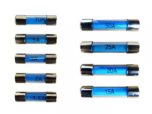 Electrical Glass Fuses Fast Quick Blow Fuses 20mm or 30mm Available in 1-50 Amp - Picture 1 of 6