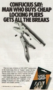 1984 Vintage Print Ad Vise-Grip Confucius Say Man Who Buys Cheap Locking Pliers - Picture 1 of 2