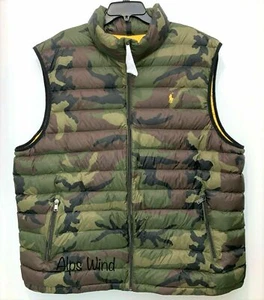 NUEVO Polo Ralph Lauren Para Hombre Camuflaje Repelente al Agua Embalable Abajo Cremallera Chaleco Talla M - Imagen 1 de 12
