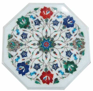 18" marble Table Top Inlay Pietra Dura Art Coffee precious stones home decor h46 - Picture 1 of 4