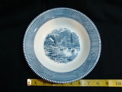Tazón de sopa vintage de Tía Betty's Estate Currier & Ives principios de invierno de Royal EE. UU. Foto 1 de 4