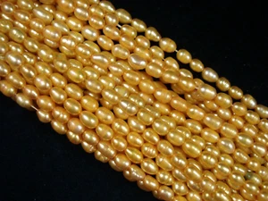Freshwater Pearls Yellow Rice 5-7mm Irregular 35cm Strand Jewellery  - Picture 1 of 1