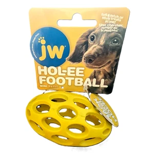 JW Pet Hol-ee Fútbol Perro Juguete Puzzle Pelota Goma Natural Mini 5.25" Amarillo - Imagen 1 de 4