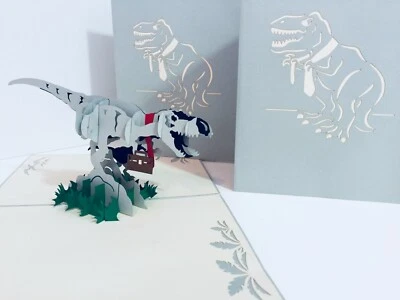 OrigamiPopCards.com Super Genial Dinosaurio 3D Pop Up Tarjeta de Felicitación Feliz Cumpleaños Foto 1 de 4