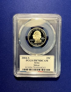 2004 S 25c SILVER PCGS PR70DCAM IOWA QUARTER PROOF DEEP CAMEO - Picture 1 of 2