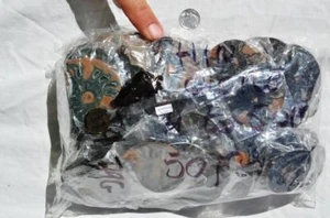 7939g LOT of FIFTY/50 RARE 1n100 BLACK Ammonite PAIR Crystal FOSSIL MEDIUM 4-5cm - Picture 1 of 8