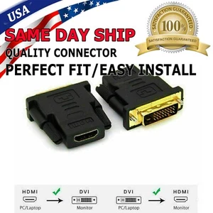 DVI-D Male 24+1 pin to HDMI Female 19-pin HD HDTV PC Monitor Display Adapter #13 - Picture 1 of 11