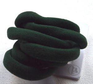 NEW Back to school Card of 6 Dark Green Jersey fabric elastics bobbles hair