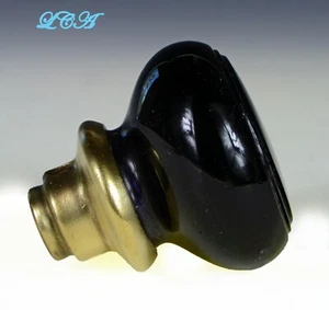 Einzigartiger SCHWARZER Glas & poliertes MESSING antik TÜRKNOPF oder STICK SCHALTKNOPF - Bild 1 von 3