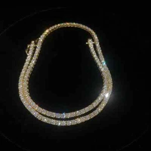 Collar de tenis redondo de moissanita de 15 quilates para mujer enchapado en oro amarillo de 14 k de 18 pulgadas - Imagen 1 de 8