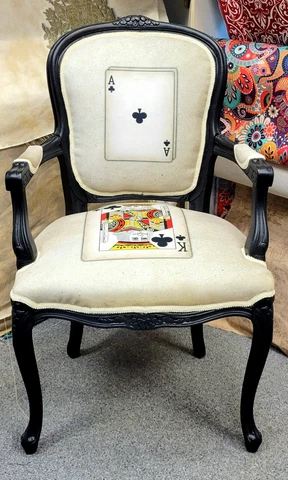 Victorian vintage arm chair upholstered print velwet Card design Cover