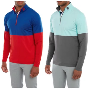 Pullover de golf FootJoy para hombre media cremallera bloque de color chill-out capa media elástica - Imagen 1 de 11