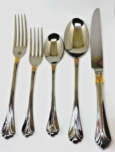 60 Piece Mikasa Lyons Stainless Glossy Choice Flatware Set With Cherrywood Case - Picture 1 of 14